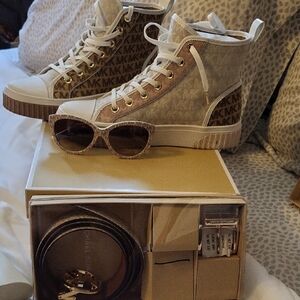 Michael Kors High-Top Sneakers and Accessories Set